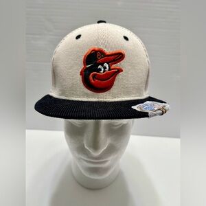 New Era Baltimore Orioles 59Fifty Corduroy Hat Cream 1983 World Series Pin NWTA6